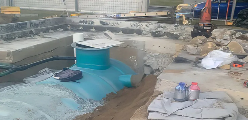Large new septic tank installation