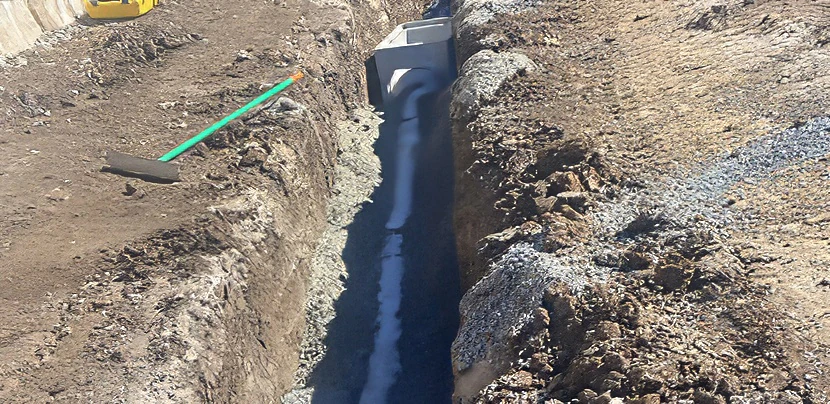 New trenches for plumbing pipe work